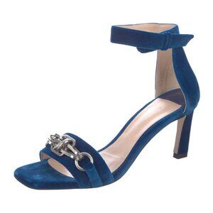 Link Chain-Embellished Velvet Sandals by Stuart Weitzman
